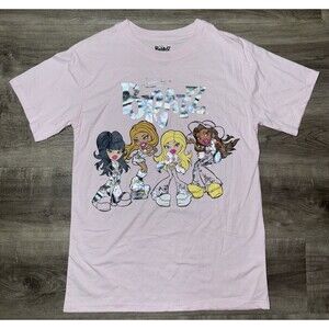 Bratz Dolls Graphic Print T Shirt Pink Size Medium M Silver